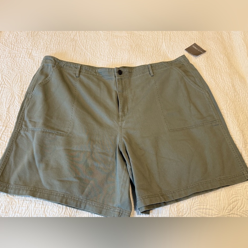 Falls Creek moss green denim shorts high waist 24 NEW